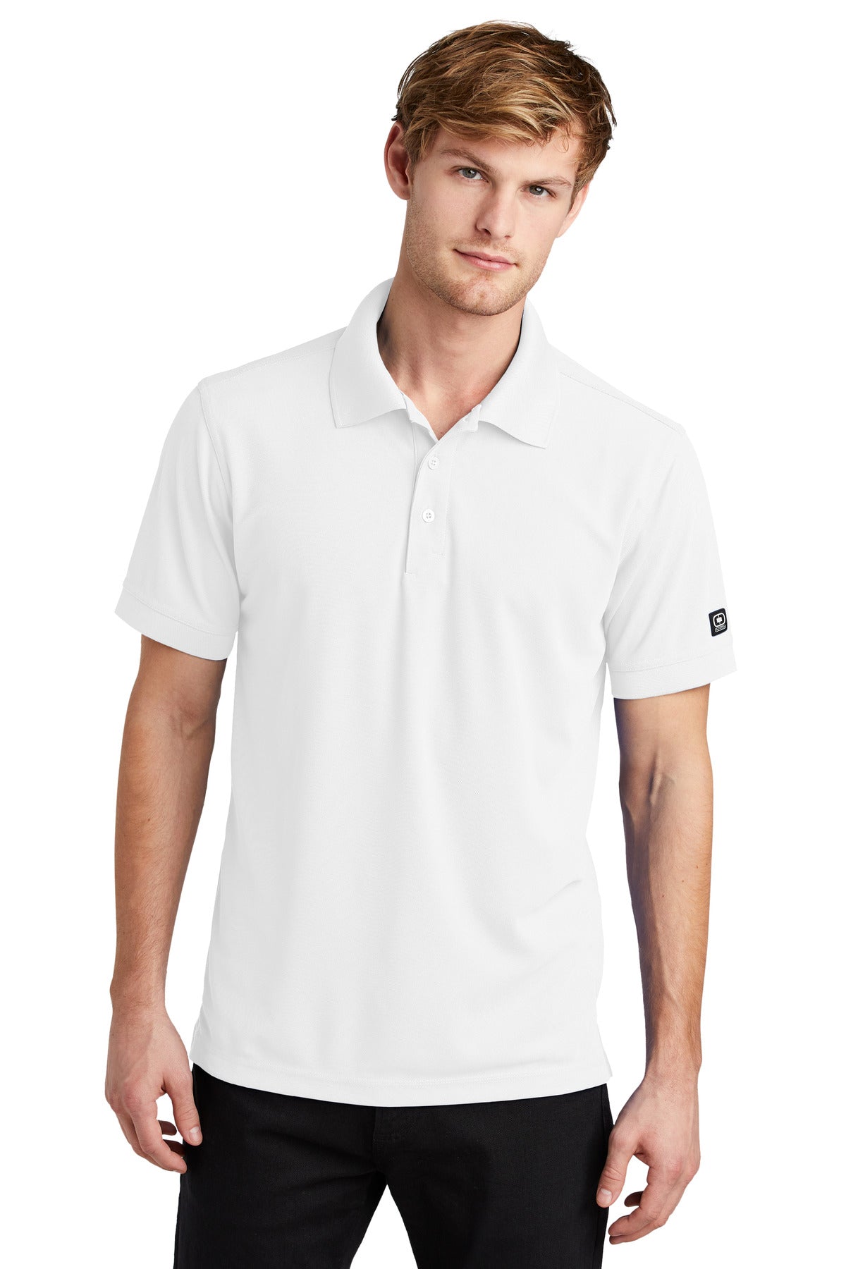 Front View of Bright White OGIO - Caliber2.0 Polo OG101 plain