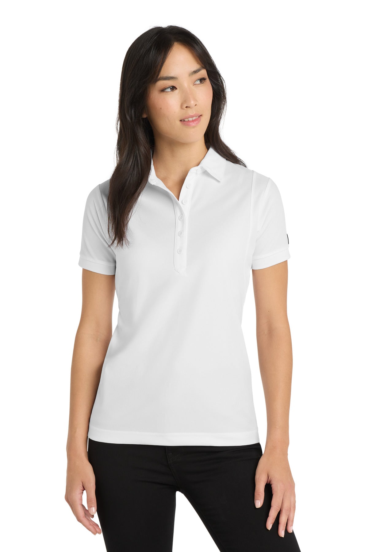 Front View of Bright White OGIO - Jewel Polo. LOG101 plain