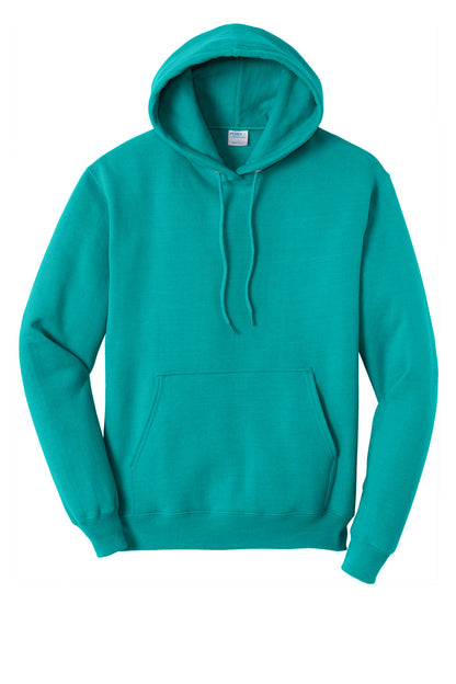 Front View of BrightAqua Port & Co Core Fleece Pullover Hooded Sweatshirt. PC78H