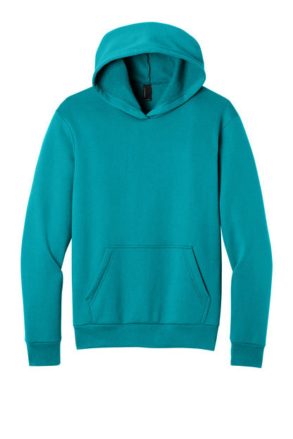 Front View of BrightAqua Port & Co Easy Fleece Pullover Hooded Sweatshirt PC68H plain
