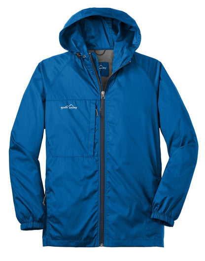 Front View of Brilliant Blue Eddie Bauer - Packable Wind Jacket. EB500 plain