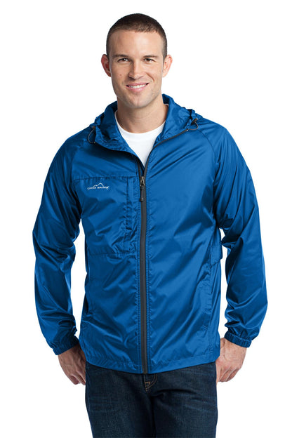 Front View of Brilliant Blue Eddie Bauer - Packable Wind Jacket. EB500 plain