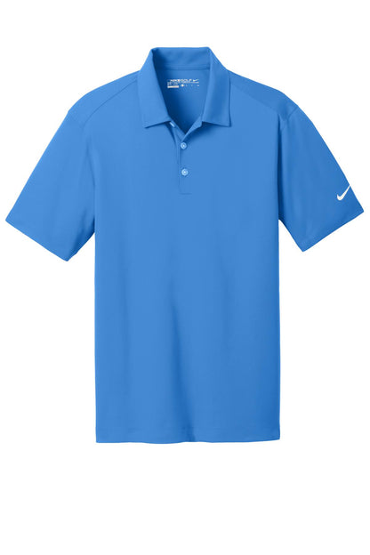 Front View of Brisk Blue Nike Dri-FIT Vertical Mesh Polo. 637167 plain