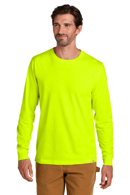 Front View of BriteLime Carhartt Long Sleeve T-Shirt CT106921 plain