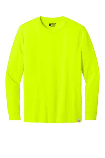 Front View of BriteLime Carhartt Long Sleeve T-Shirt CT106921 plain