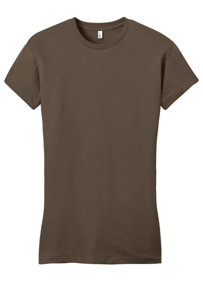 Front View of Brown District Women's Fitted Very Important Tee . DT6001 plain