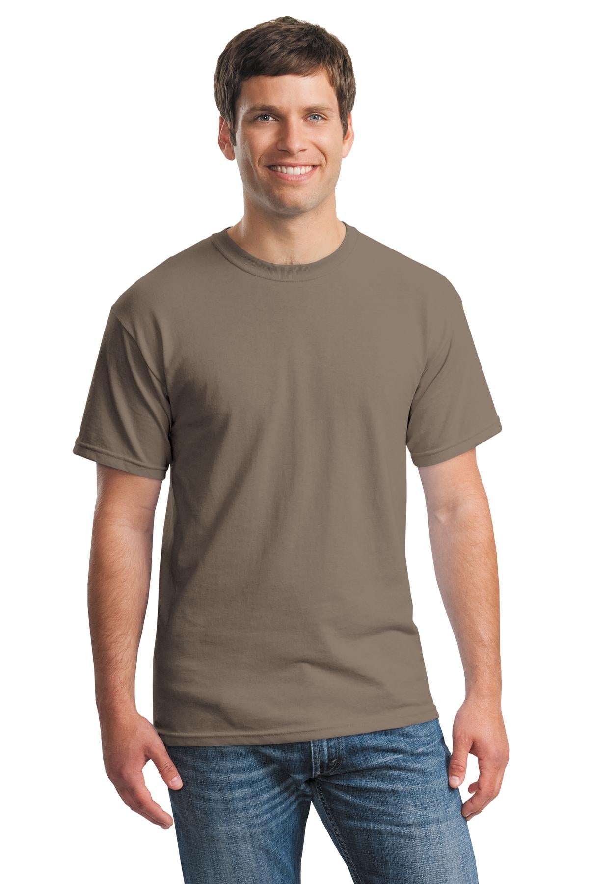 Front View of Brown Savana Gildan - Heavy Cotton 100% Cotton T-Shirt. 5000 plain