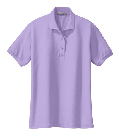 Front View of Brt Lavender Port Authority Women's Silk Touch Polo. L500 plain