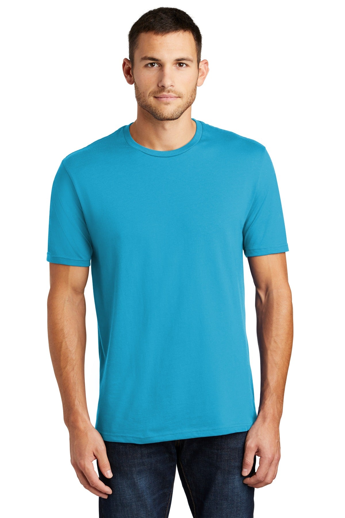 Front View of Brt Turquoise District Perfect Weight Tee. DT104 plain