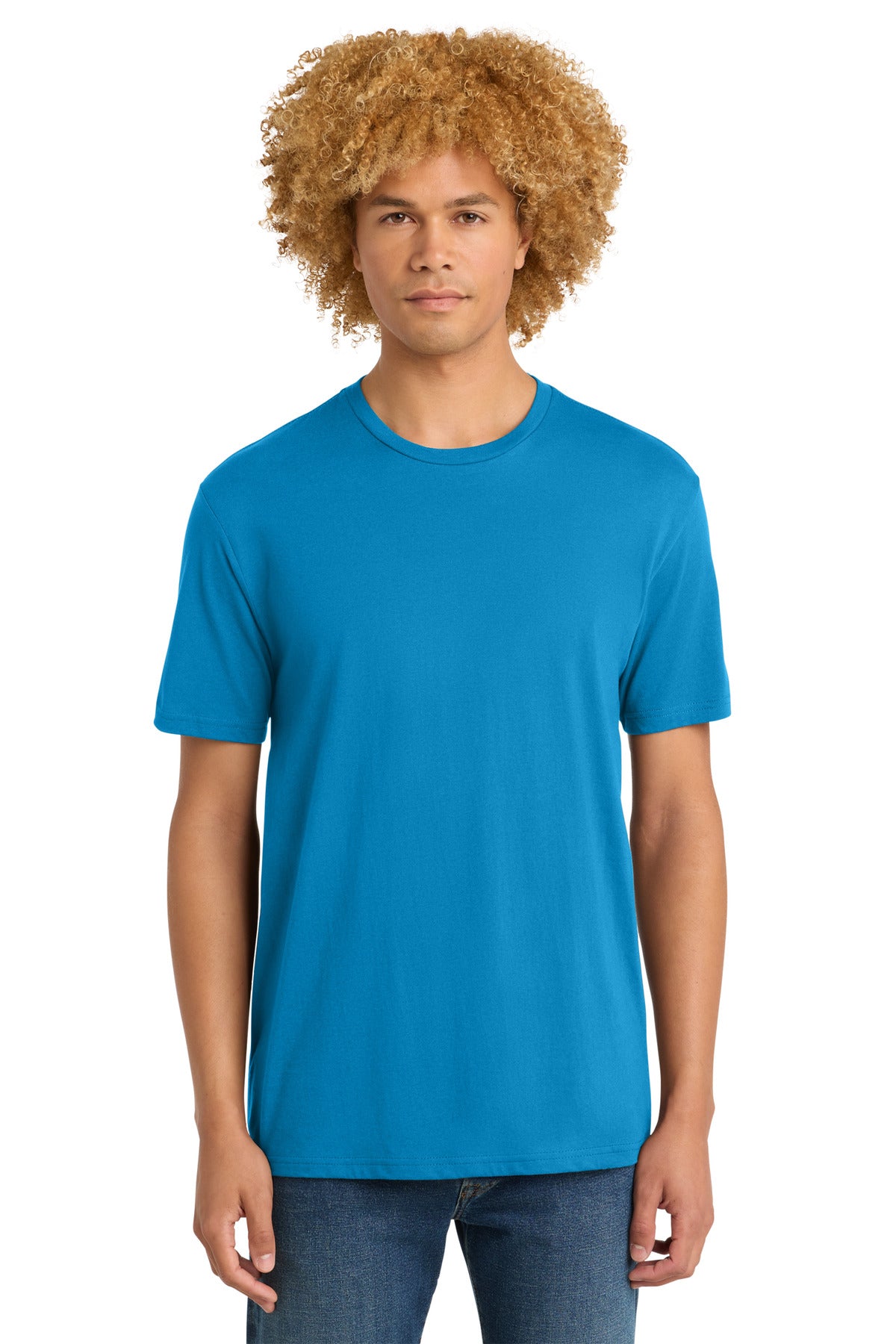 Front View of Brt Turquoise District Perfect Weight Tee. DT104 plain