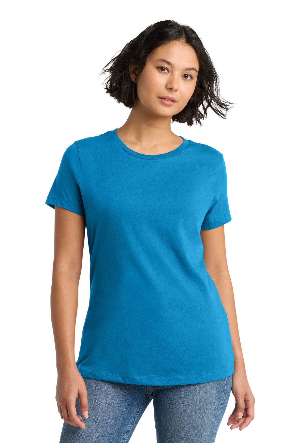 Front View of Brt Turquoise District Women's Perfect Weight Tee. DM104L plain