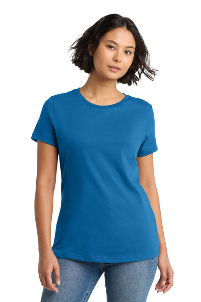 Front View of BrtBlue District Women's Perfect Weight Tee. DM104L plain