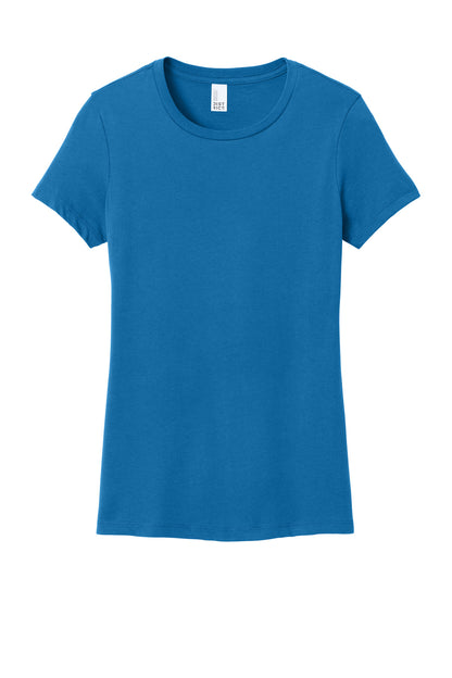 Front View of BrtBlue District Women's Perfect Weight Tee. DM104L plain