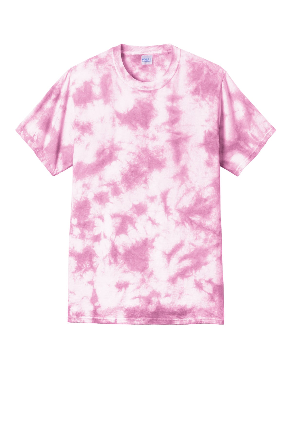Front View of BrtPink Port & Co Crystal Tie-Dye Tee PC145 plain