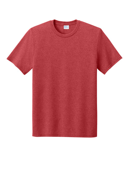 Front View of BrtRedHthr Port & Co Tri-Blend Tee. PC330 plain