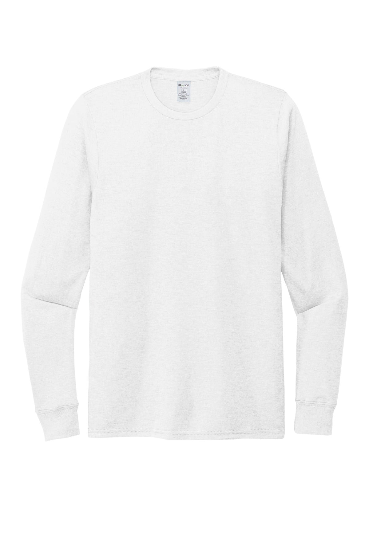 Front View of BrtWhite Allmade Unisex Tri-Blend Long Sleeve Tee AL6004 plain