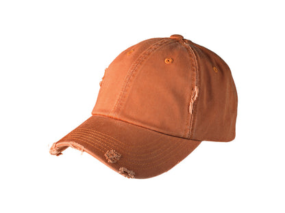 Front View of Burnt Orange District Distressed Cap. DT600 plain