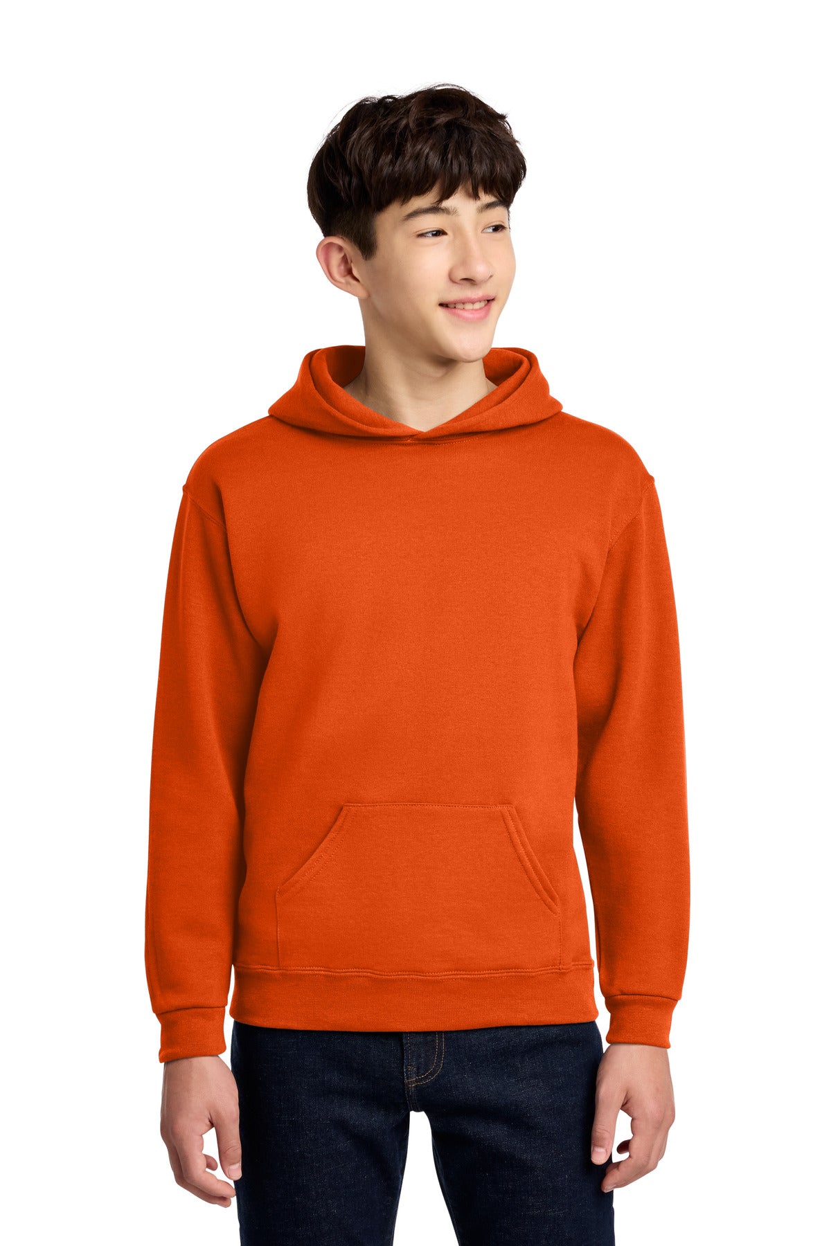 Front View of BurntOrng Jerzees - Youth NuBlend Pullover Hooded Sweatshirt. 996Y plain