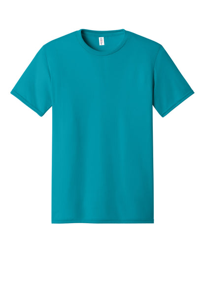 Front View of CaliBlue Jerzees Dri-Power 100% Polyester T-Shirt. 21M plain