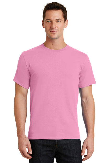 Front View of Candy Pink Port & Co Essential Tee. PC61 plain
