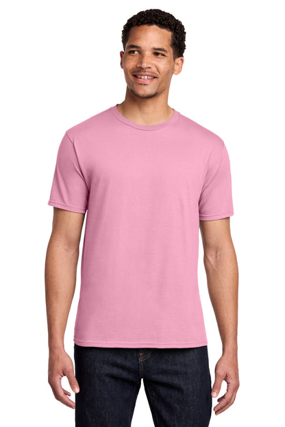 Front View of Candy Pink Port & Co Fan Favorite Tee. PC450 plain