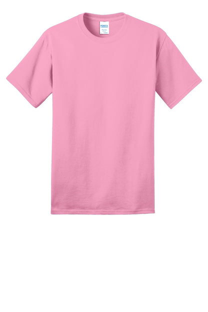Front View of Candy Pink Port & Co Ring Spun Cotton Tee. PC150 plain