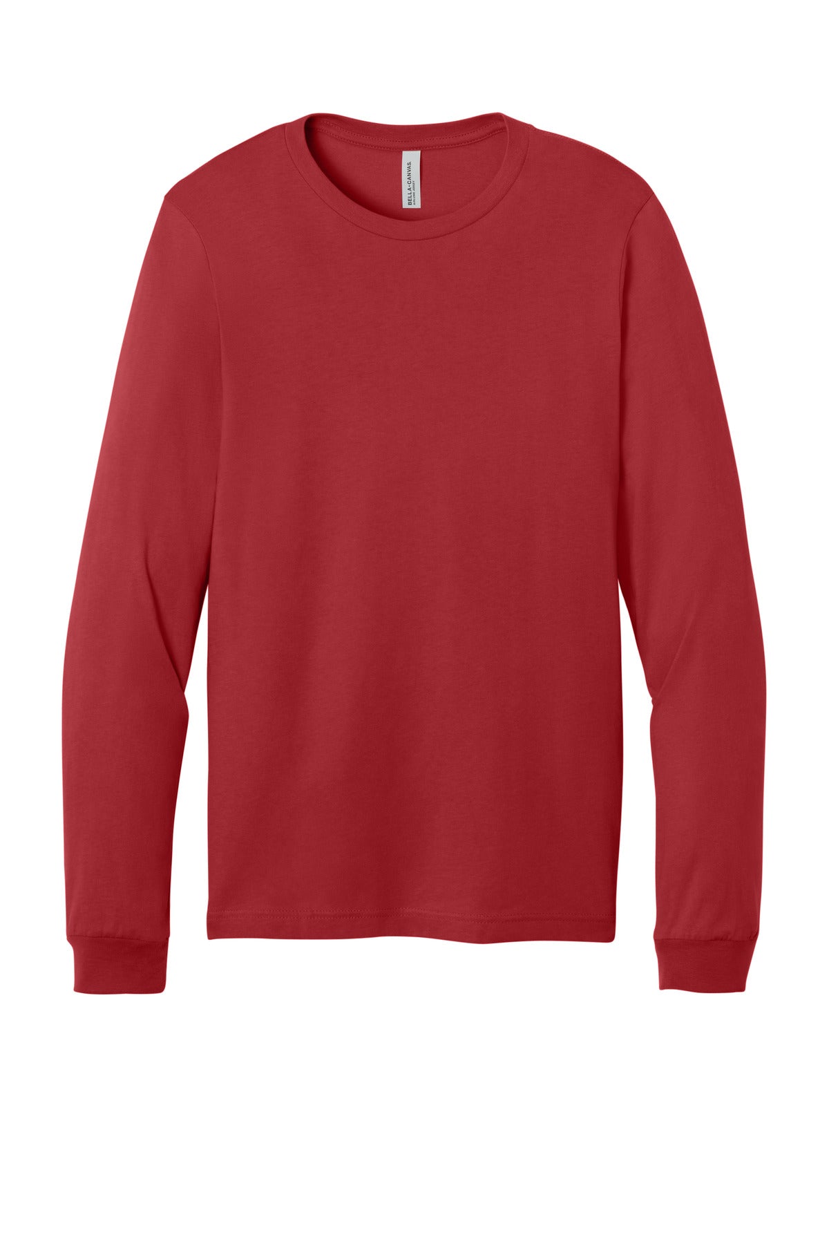 Front View of CanvasRed BELLA+CANVAS Unisex Jersey Long Sleeve Tee. BC3501 plain