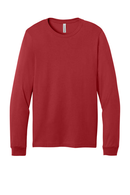 Front View of CanvasRed BELLA+CANVAS Unisex Jersey Long Sleeve Tee. BC3501 plain