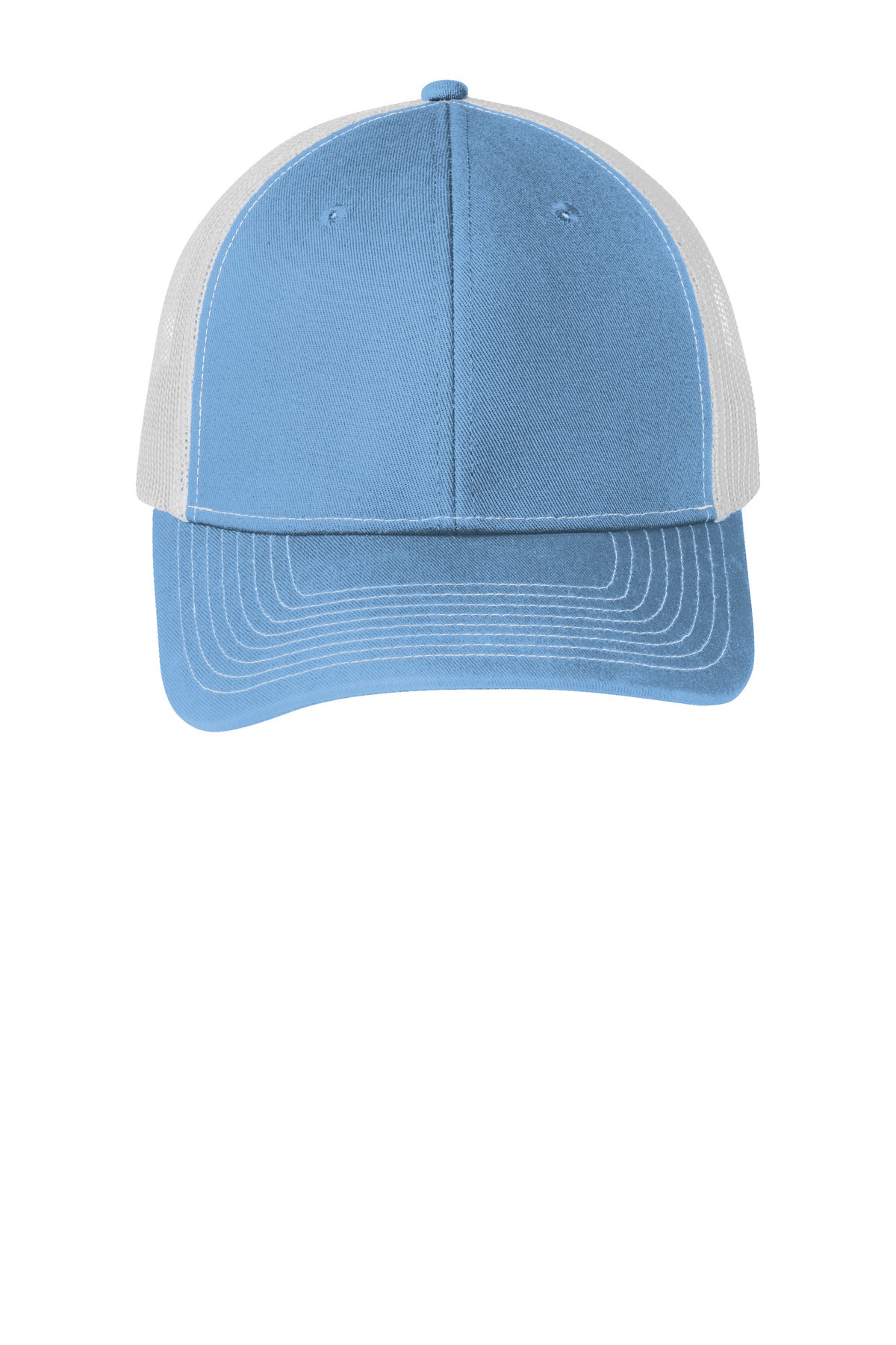 Front View of CarBl/Wht Port Authority Snapback Trucker Cap. C402 plain