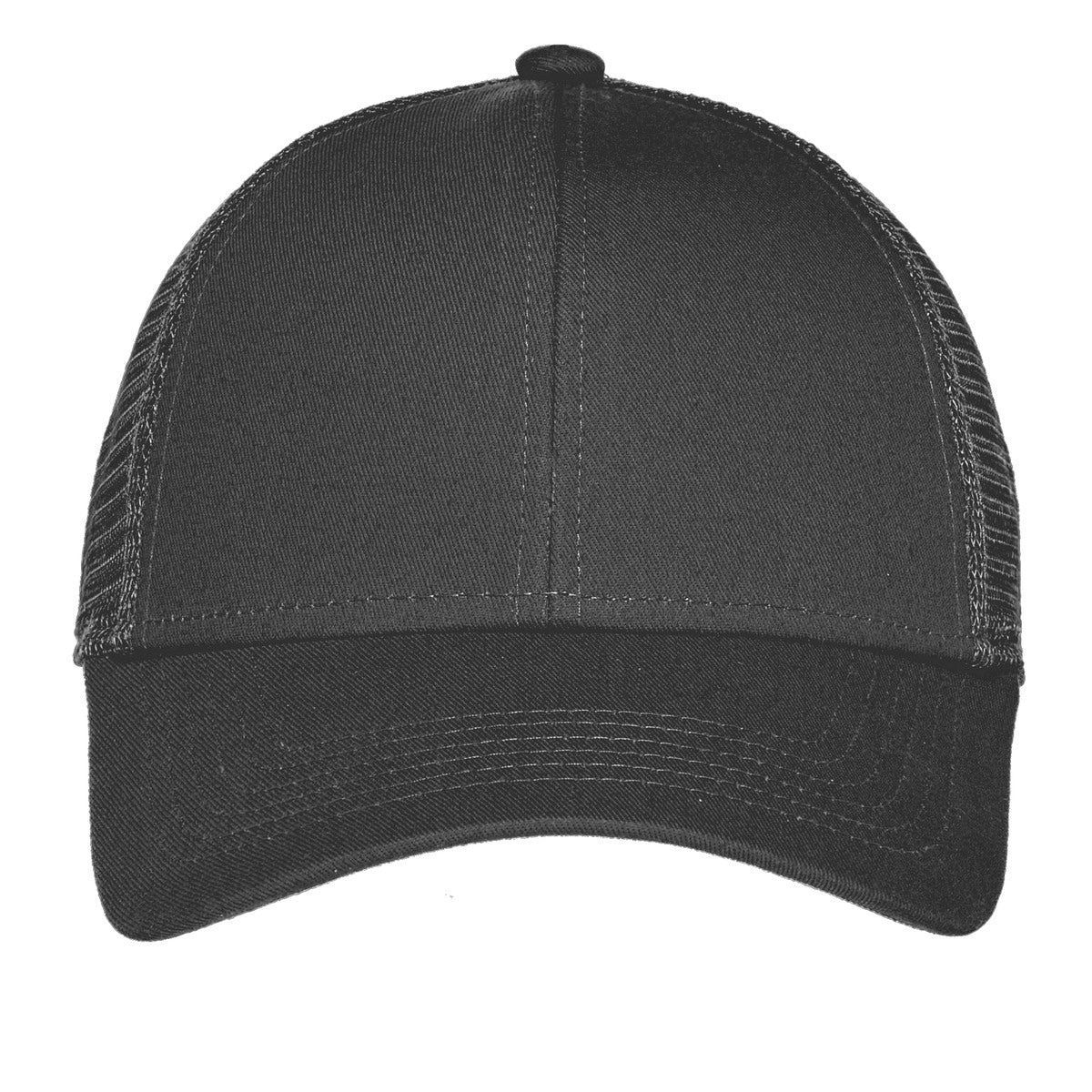 Front View of Carbon Grey Port Authority Adjustable Mesh Back Cap. C911 plain