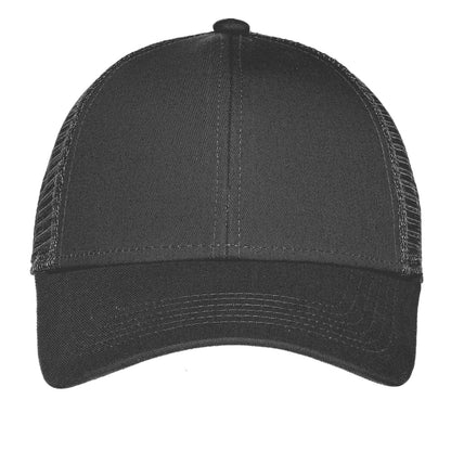 Front View of Carbon Grey Port Authority Adjustable Mesh Back Cap. C911 plain