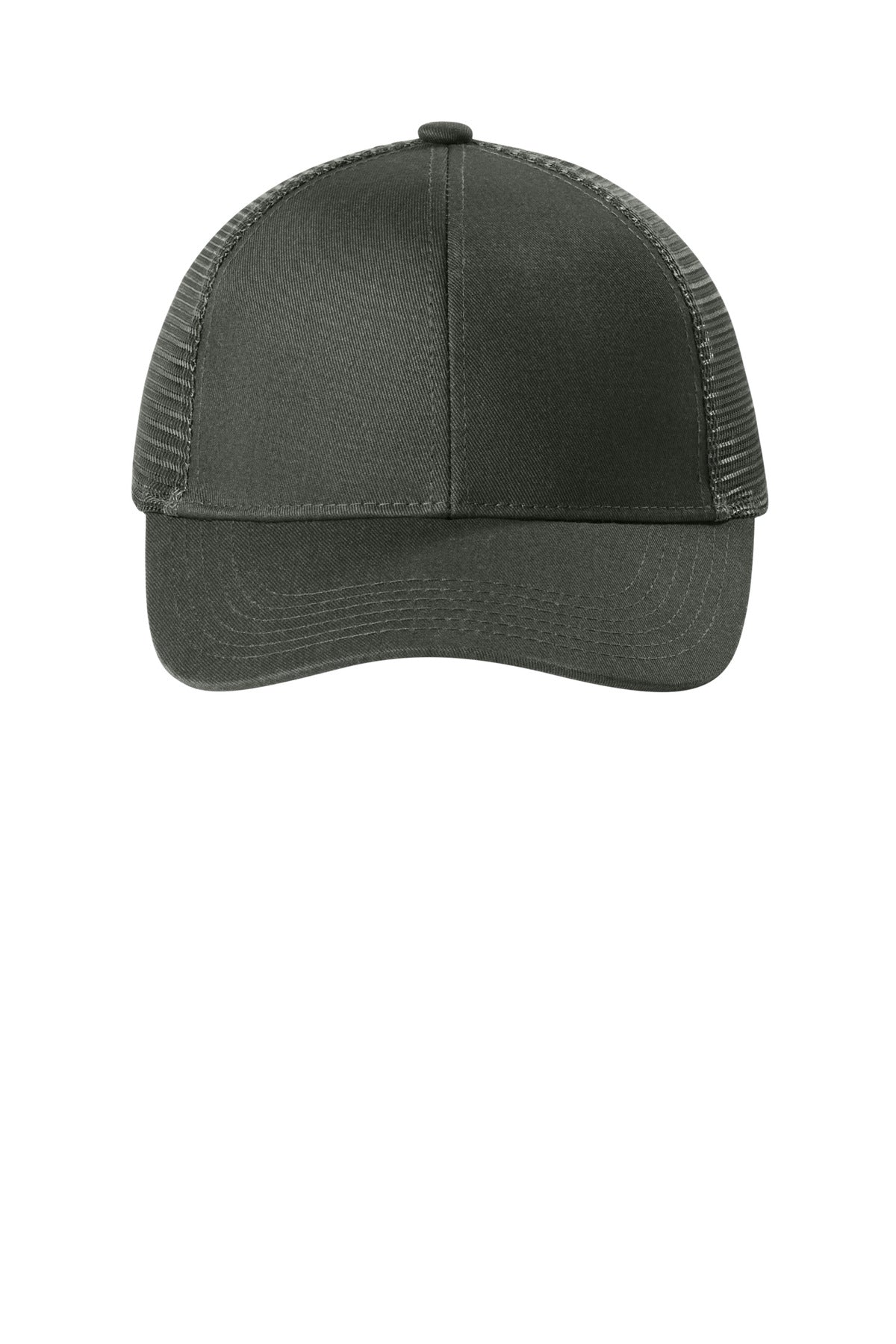 Front View of Carbon Grey Port Authority Adjustable Mesh Back Cap. C911