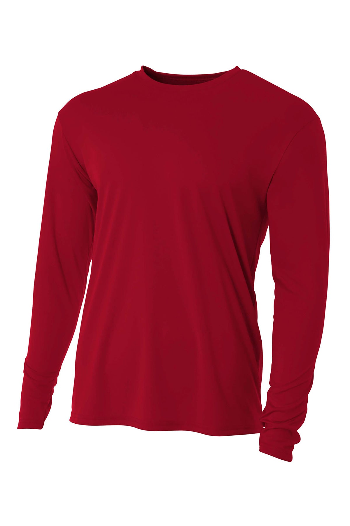 Front View of Cardinal A4 Cooling Performance Long Sleeve Tee A4N3165 plain