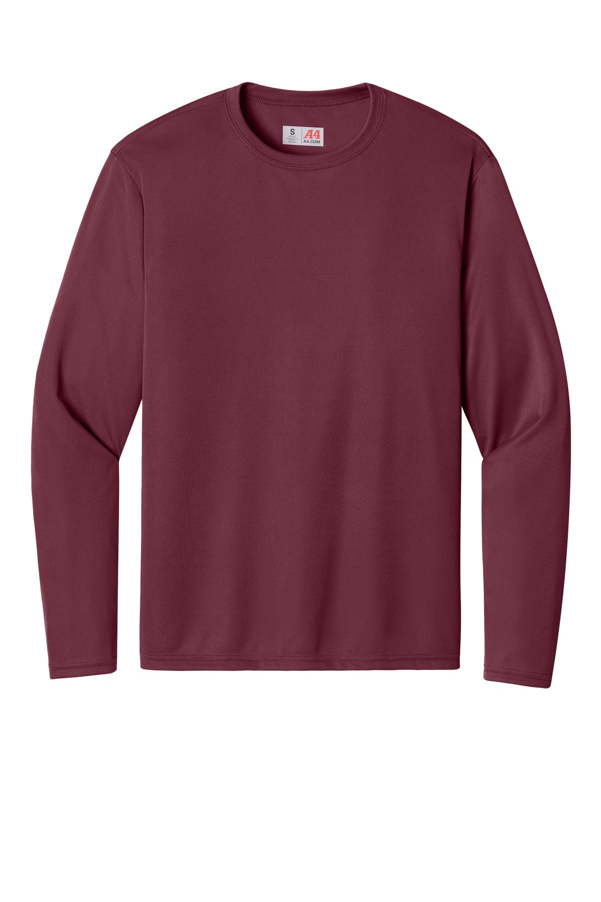 Front View of Cardinal A4 Cooling Performance Long Sleeve Tee A4N3165 plain