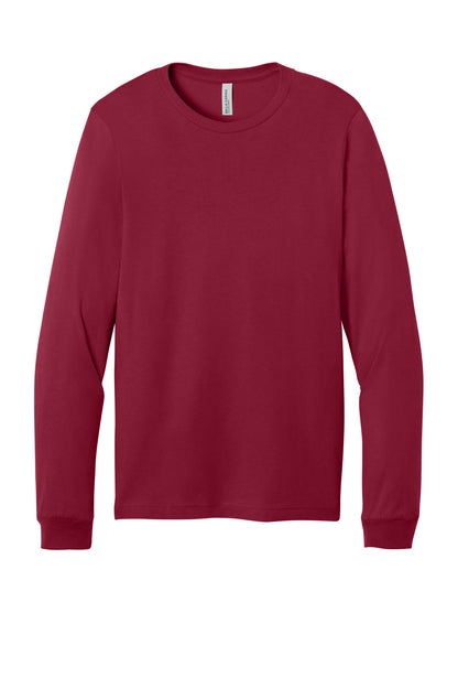 Front View of Cardinal BELLA+CANVAS Unisex Jersey Long Sleeve Tee. BC3501 plain