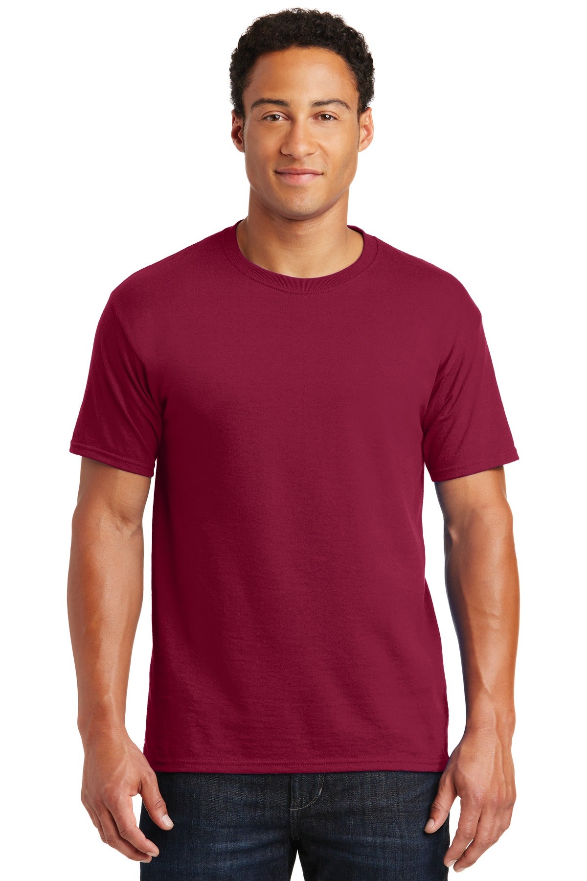 Front View of CARDINAL Jerzees - Dri-Power 50/50 Cotton/Poly T-Shirt. 29M plain