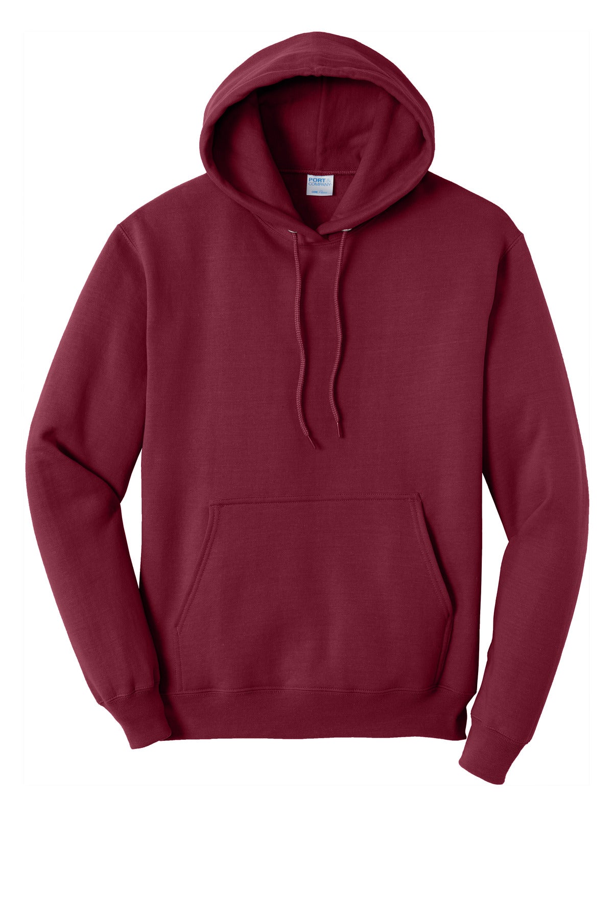 Front View of Cardinal Port & Co Core Fleece Pullover Hooded Sweatshirt. PC78H