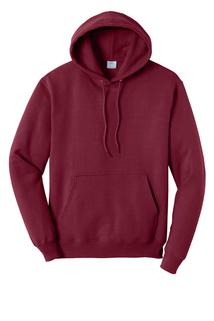 Front View of Cardinal Port & Co Core Fleece Pullover Hooded Sweatshirt. PC78H