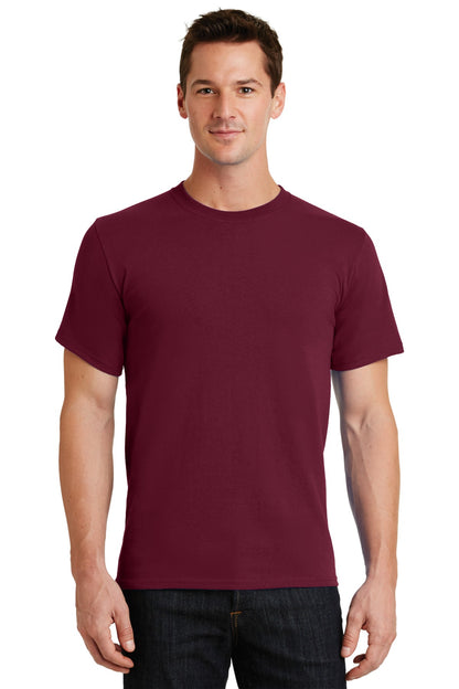 Front View of Cardinal Port & Co Essential Tee. PC61 plain