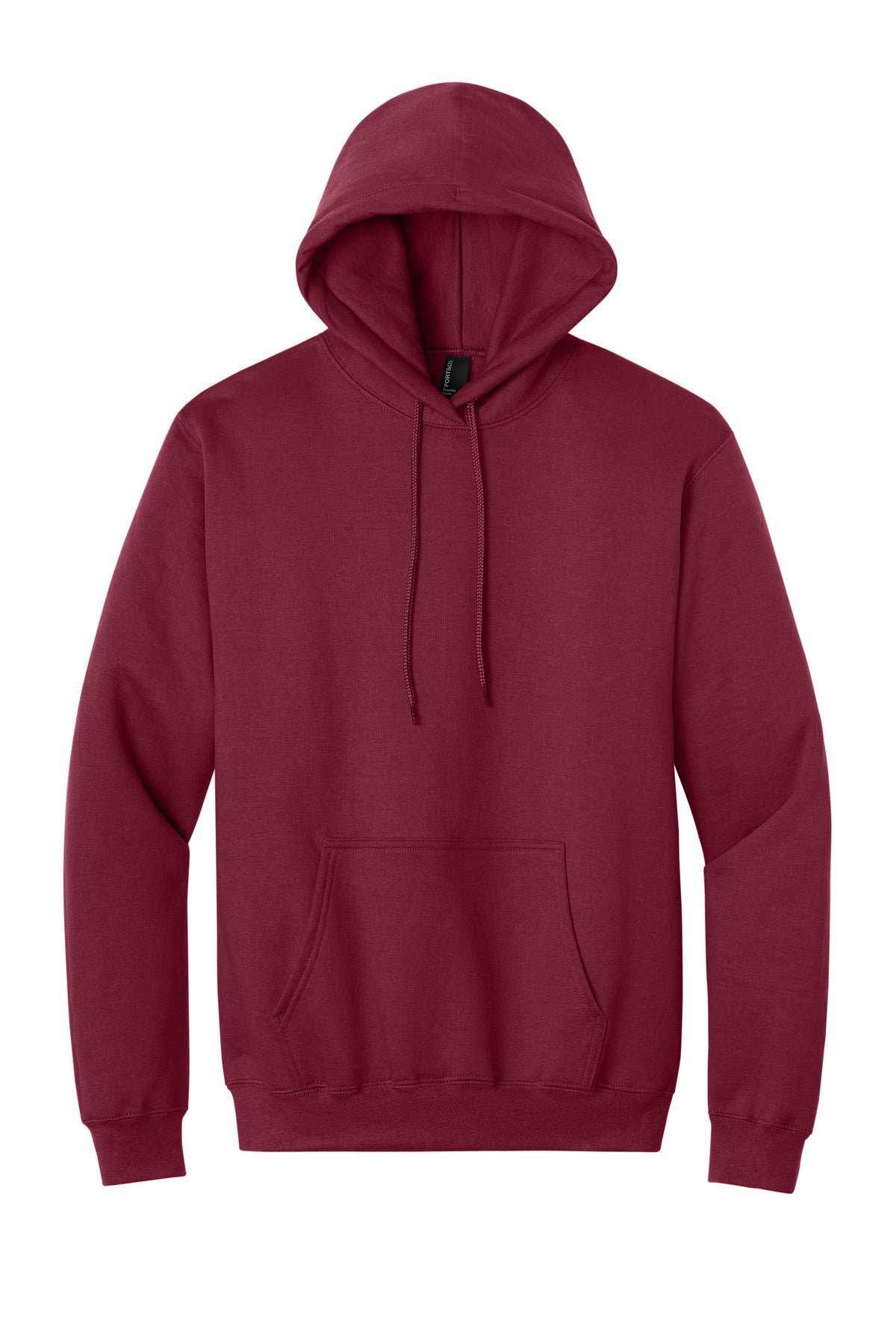 Front View of Cardinal Port & Co Tall Essential Fleece Pullover Hooded Sweatshirt. PC90HT plain