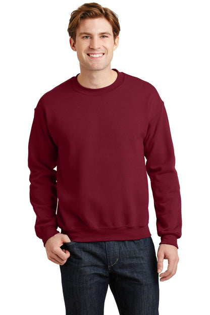 Front View of Cardinal Red Gildan Heavy Blend Crewneck Sweatshirt. 18000 plain