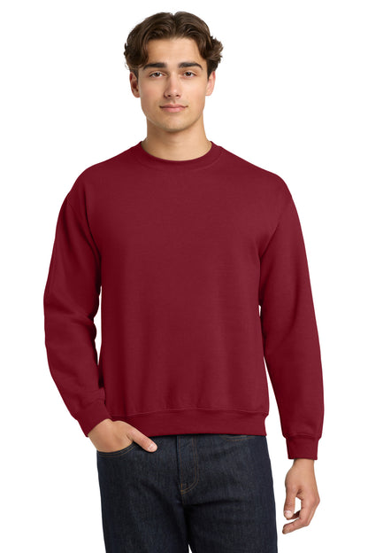 Front View of Cardinal Red Gildan Heavy Blend Crewneck Sweatshirt. 18000 plain