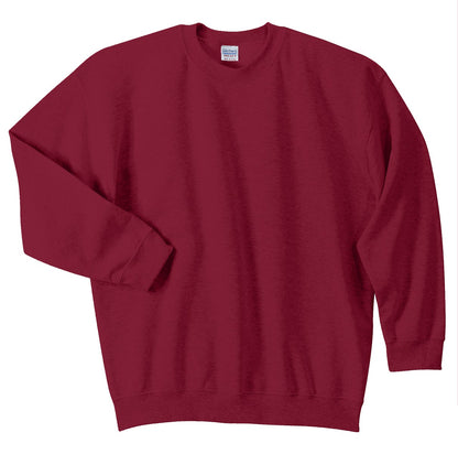 Front View of Cardinal Red Gildan Heavy Blend Crewneck Sweatshirt. 18000 plain