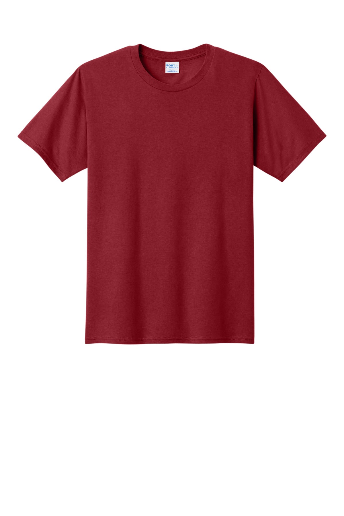 Front View of Cardinal Red Port & Co Fan Favorite Tee. PC450 plain