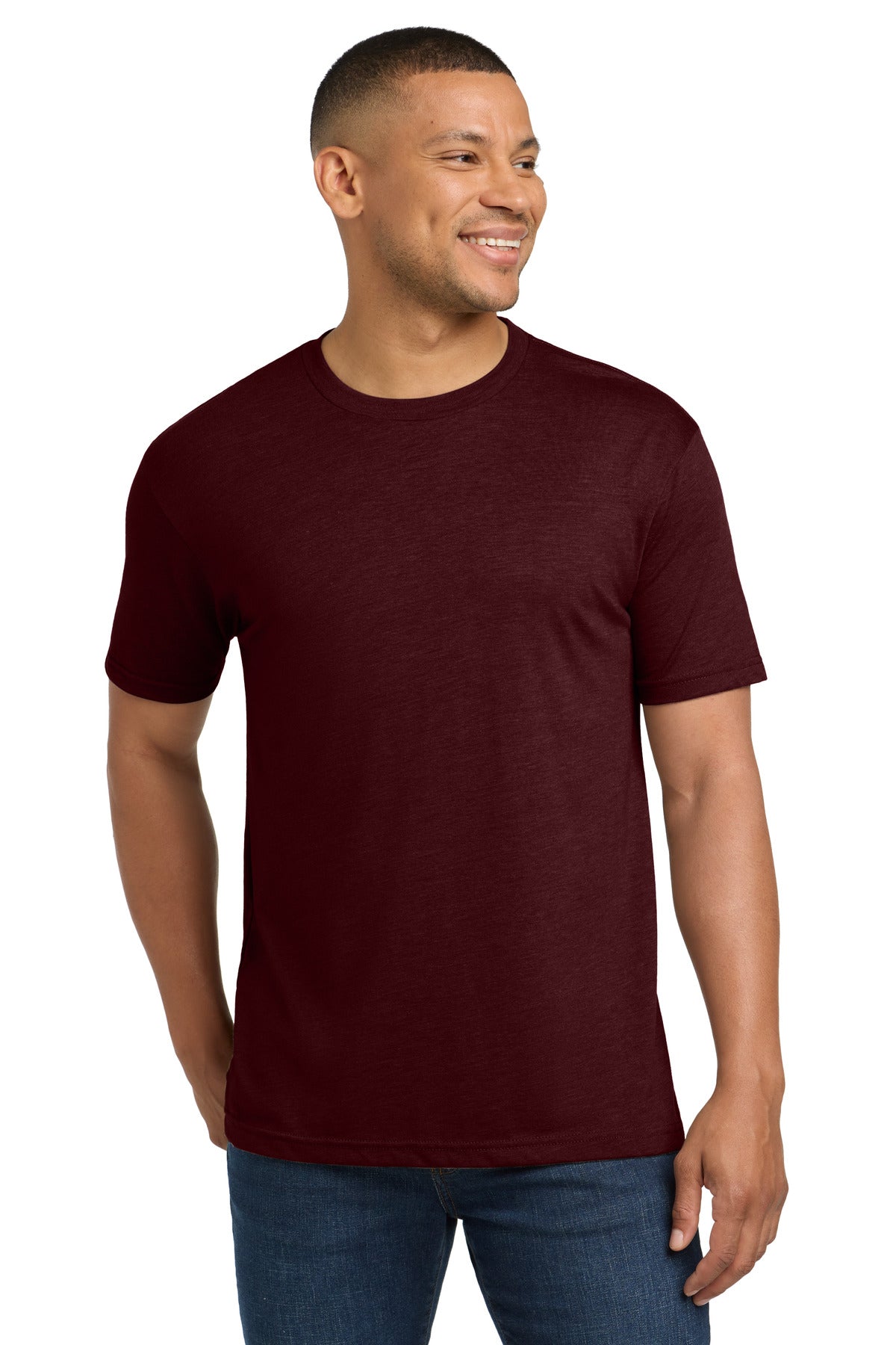 Front View of CardinalBk Next Level Apparel Adult Tri-Blend Tee. NL6010 plain