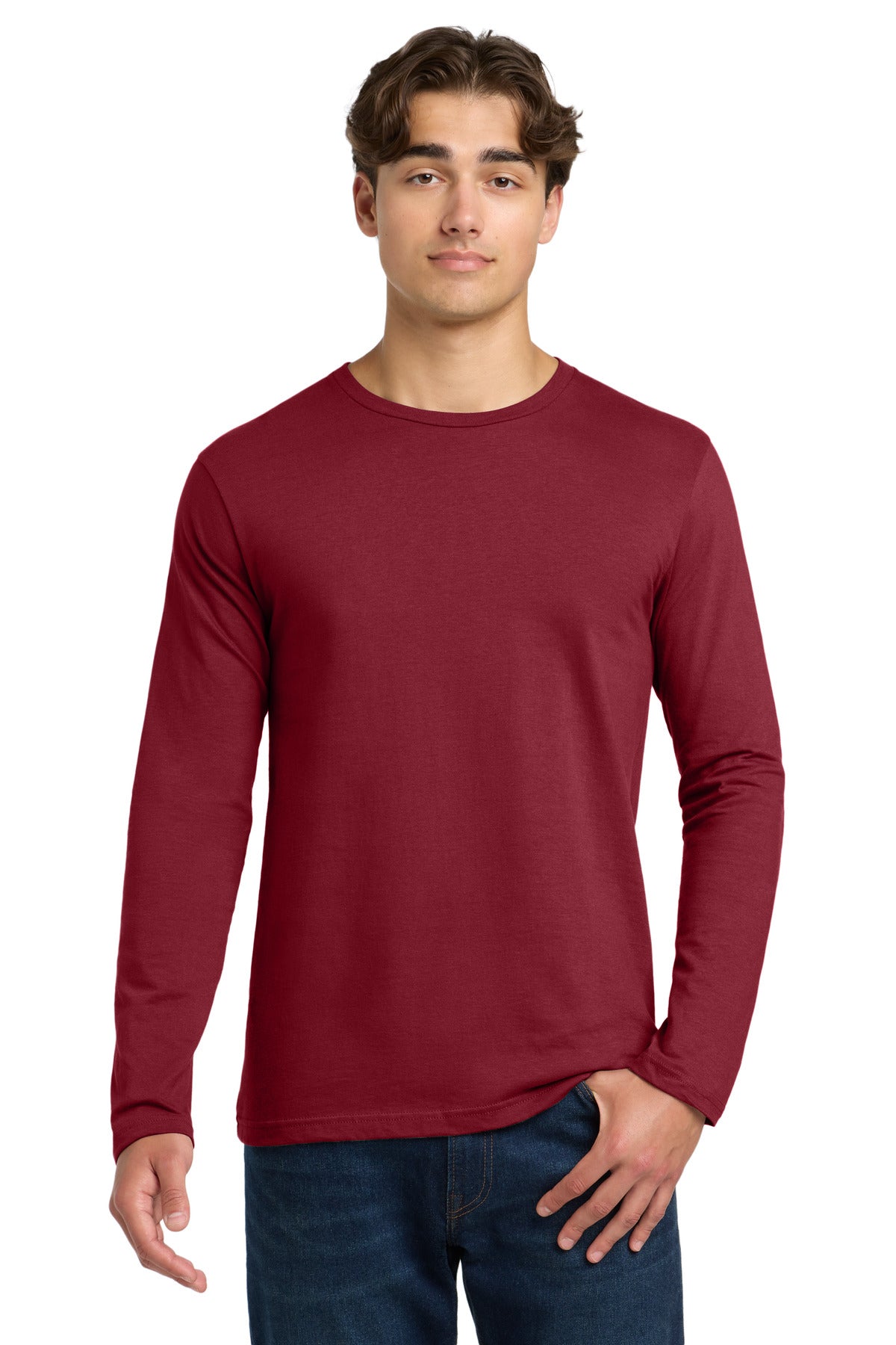 Front View of CardinalRd Gildan Softstyle Long Sleeve T-Shirt. 64400 plain