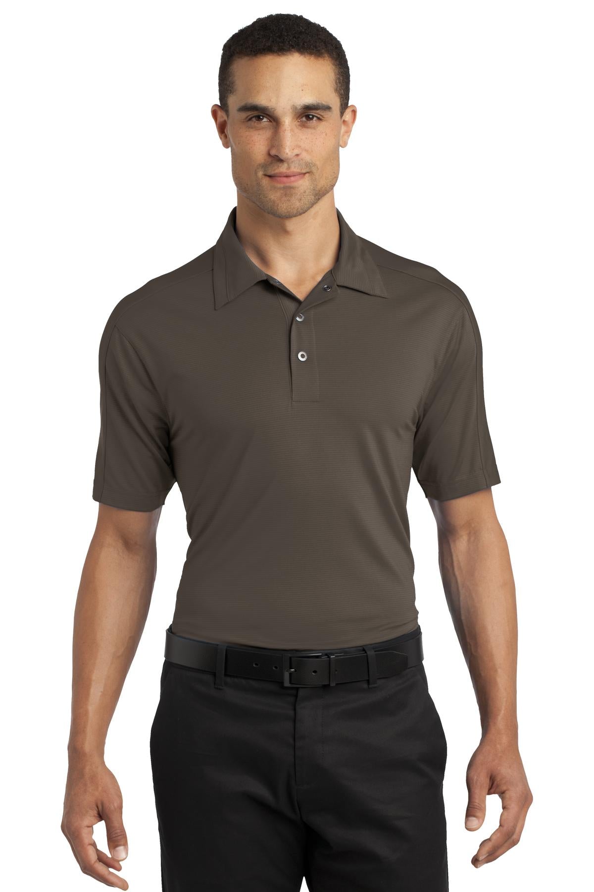 Front View of Cargo Brown OGIO Linear Polo. OG1030 plain