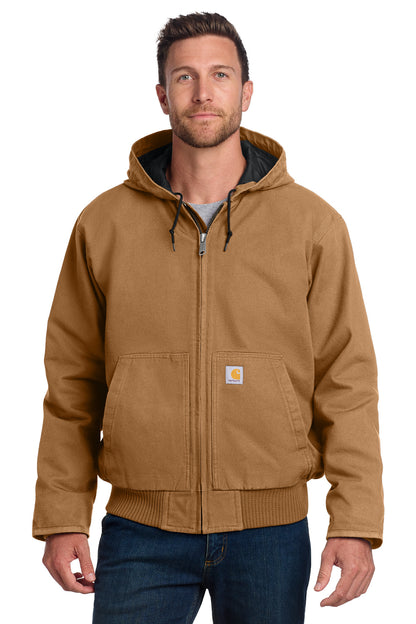 Front View of Carhartt Brown Carhartt Tall Washed Duck Active Jac. CTT104050 plain