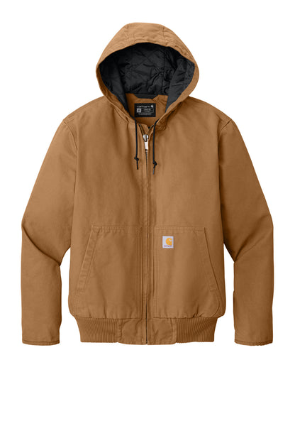 Front View of Carhartt Brown Carhartt Washed Duck Active Jac. CT104050 plain