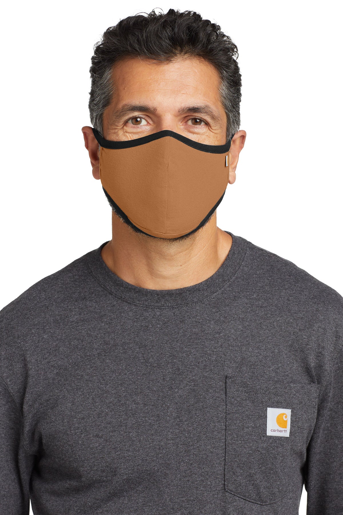Front View of CarharttBr Carhartt Cotton Ear Loop Face Mask (3 pack) CT105160 plain